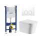 Комплект 3 в 1 инсталляция Geberit Duofix Delta + Подвесной унитаз Cerutti Spa Marmolada Aria CT7778 с кнопкой смыва в современном стиле