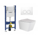 Комплект 3 в 1 инсталляция Geberit Duofix Delta + Подвесной унитаз Ceramica Nova Metric Rimless CN3007 с кнопкой смыва в современном стиле