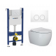 Комплект 3 в 1 инсталляция Geberit Duofix Delta + Подвесной унитаз Ceramica Nova Play CN3001 с кнопкой смыва в современном стиле