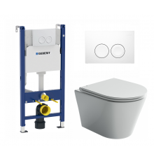 Комплект 3 в 1 инсталляция Geberit Duofix Delta + Подвесной унитаз Ceramica Nova Forma CN3011 с кнопкой смыва в современном стиле