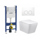 Комплект 3 в 1 инсталляция Geberit Duofix Delta + Подвесной унитаз Vincea Q-Line VT1-12 с кнопкой смыва  в современном стиле