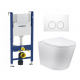 Комплект 3 в 1 инсталляция Geberit Duofix Delta + Подвесной унитаз Vincea Piatti VT1-11 с кнопкой смыва в современном стиле