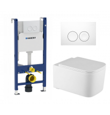 Комплект 3 в 1 инсталляция Geberit Duofix Delta + Подвесной унитаз Vincea Ultra Rimless VT1-32 с кнопкой смыва в современном стиле