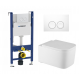 Комплект 3 в 1 инсталляция Geberit Duofix Delta + Подвесной унитаз Vincea Ultra Rimless VT1-32 с кнопкой смыва в современном стиле