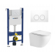 Комплект 3 в 1 инсталляция Geberit Duofix Delta + Подвесной унитаз WeltWasser Merzbach 041 GL-WT с кнопкой смыва  в современном стиле