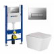 Комплект 3 в 1 инсталляция Geberit Duofix UP100 + Унитаз подвесной Ceramica Nova Metric Rimless CN3007 + кнопка хром матовый в современном стиле