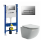 Комплект 3 в 1 инсталляция Geberit Duofix UP100 + Унитаз подвесной Ceramica Nova Forma CN3009 + кнопка хром матовый в современном стиле