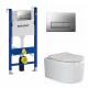 Комплект 3 в 1 инсталляция Geberit Duofix UP100 + Унитаз подвесной Ceramica Nova Moments CN3003 + кнопка хром матовый в современном стиле