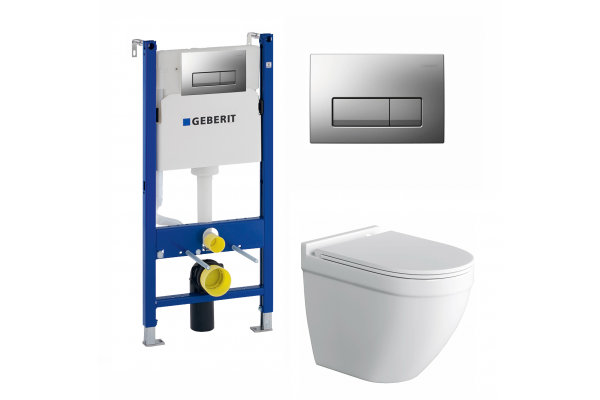 Комплект 3 в 1 инсталляция Geberit Duofix UP100 +  Унитаз подвесной Owl 1975 Cirkel-H + кнопка хром матовый в современном стиле