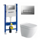 Комплект 3 в 1 инсталляция Geberit Duofix UP100 +  Унитаз подвесной Owl 1975 Cirkel-H + кнопка хром матовый в современном стиле