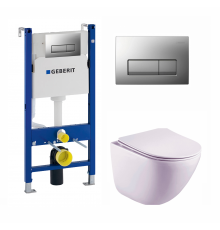 Комплект 3 в 1 инсталляция Geberit Duofix UP100 + Унитаз подвесной Esbano Lotus ESUPLOTUW + кнопка хром матовый в современном стиле