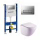 Комплект 3 в 1 инсталляция Geberit Duofix UP100 + Унитаз подвесной Esbano Lotus ESUPLOTUW + кнопка хром матовый в современном стиле