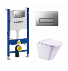 Комплект 3 в 1 инсталляция Geberit Duofix UP100 + Унитаз подвесной Esbano Luchena-C ESUPLUCHCW + кнопка хром матовый в современном стиле