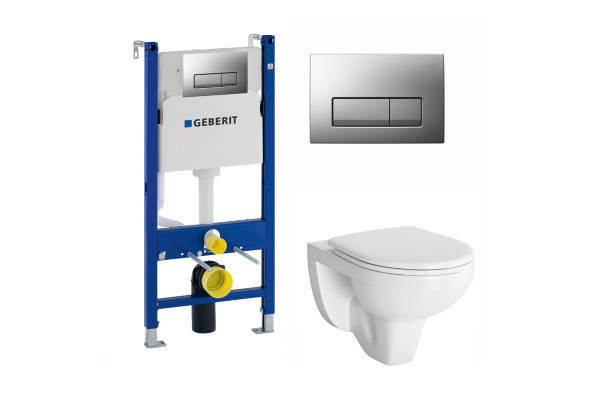 Комплект 3 в 1 инсталляция Geberit Duofix UP100 + Унитаз подвесной Berges Wasserhaus Gamma 081105 + кнопка хром матовый в современном стиле