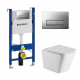 Комплект 3 в 1 инсталляция Geberit Duofix UP100 + Подвесной унитаз WeltWasser Gelbach 004 GL-WT + кнопка хром матовый в современном стиле