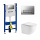 Комплект 3 в 1 инсталляция Geberit Duofix UP100 + Подвесной унитаз WeltWasser Merzbach 041 GL-WT  + кнопка хром матовый в современном стиле