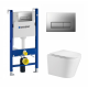 Комплект 3 в 1 инсталляция Geberit Duofix UP100 +  Подвесной унитаз WeltWasser Salzbach 004 GL-WT + кнопка хром матовый в современном стиле