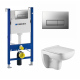 Комплект 3 в 1 инсталляция Geberit Duofix UP100 + Подвесной унитаз WeltWasser Kehlbach 004 GL-WT + кнопка хром матовый в современном стиле