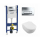 Комплект 3 в 1 инсталляция Geberit Duofix + Унитаз подвесной Villeroy & Boch Subway 2.0 5614R201 + кнопка хром в современном стиле