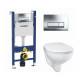 Комплект 3 в 1 инсталляция Geberit Duofix + Унитаз подвесной Grohe Bau Ceramic 39351000 + кнопка хром в современном стиле