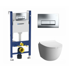 Комплект 3 в 1 инсталляция Geberit Duofix + Унитаз подвесной VitrA Sento 7748В003-0075 + кнопка хром в современном стиле