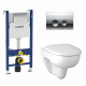 Комплект 3 в 1 инсталляция Geberit Duofix Delta + Унитаз подвесной Geberit Renova 500.801.00.1 + кнопка хром в современном стиле