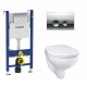 Комплект 3 в 1 инсталляция Geberit Duofix Delta + Унитаз подвесной Grohe Bau Ceramic 39351000 + кнопка хром в современном стиле
