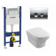 Комплект 3 в 1 инсталляция Geberit Duofix Delta + Унитаз подвесной Jacob Delafon Vox EDM102-00 + кнопка хром в современном стиле