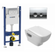 Комплект 3 в 1 инсталляция Geberit Duofix Delta + Унитаз подвесной Jacob Delafon Struktura EDE102-00 + кнопка хром в современном стиле