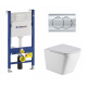 Комплект 3 в 1 инсталляция Geberit Duofix + унитаз WeltWasser Gelbach 004 GL-WT + кнопка хром Delta01 в современном стиле