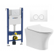 Комплект 3 в 1 инсталляция Geberit Duofix Delta + Подвесной безободковый унитаз Cerutti Spa Bernina aria CT7191 + кнопка белая в современном стиле