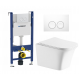 Комплект 3 в 1 инсталляция Geberit Duofix Delta + Подвесной унитаз Cerutti Spa Arno Aria CT7839 + кнопка белая в современном стиле