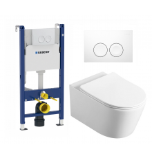 Комплект 3 в 1 инсталляция Geberit Duofix Delta + Унитаз Vincea Cute VT1-24 подвесной + кнопка белая в современном стиле
