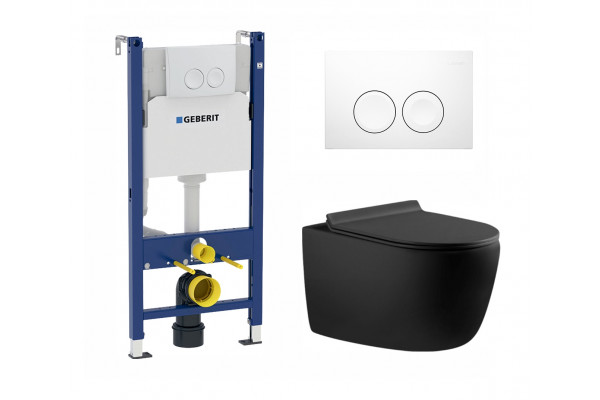 Комплект 3 в 1 инсталляция Geberit Duofix Delta + Унитаз подвесной Aquanet Cetus 287008 + кнопка белая в современном стиле