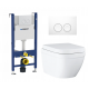Комплект 3 в 1 инсталляция Geberit Duofix Delta + Унитаз подвесной Grohe Euro Ceramic 39206000 + кнопка белая в современном стиле