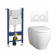 Комплект 3 в 1 инсталляция Geberit Duofix Delta + Унитаз подвесной BelBagno Marino + кнопка белая в современном стиле