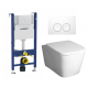 Комплект 3 в 1 инсталляция Geberit Duofix Delta + Унитаз подвесной BelBagno Albano BB120CHR + кнопка белая в стиле hi-tech