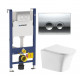 Комплект 3 в 1 инсталляция Geberit Duofix Delta + Подвесной унитаз Cerutti Spa Arno Aria CT7839 + кнопка хром в современном стиле