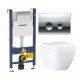 Комплект 3 в 1 инсталляция Geberit Duofix Delta + Унитаз подвесной Grohe Euro Ceramic 39206000 + кнопка хром в современном стиле