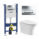 Комплект 3 в 1 инсталляция Geberit Duofix + Подвесной безободковый унитаз Cerutti Spa Bernina aria CT7191 + кнопка хром в современном стиле