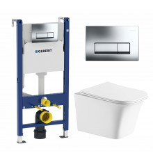 Комплект 3 в 1 инсталляция Geberit Duofix + Подвесной унитаз Cerutti Spa Arno Aria CT7839 + кнопка хром в современном стиле