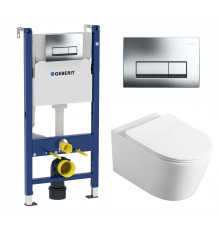 Комплект 3 в 1 инсталляция Geberit Duofix + Унитаз Vincea Cute VT1-24 + кнопка хром в современном стиле