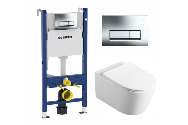 Комплект 3 в 1 инсталляция Geberit Duofix + Унитаз Vincea Cute VT1-24 + кнопка хром в современном стиле