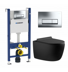 Комплект 3 в 1 инсталляция Geberit Duofix + Унитаз подвесной Aquanet Cetus 287008 + кнопка хром в современном стиле