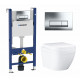 Комплект 3 в 1 инсталляция Geberit Duofix + Унитаз подвесной Grohe Euro Ceramic 39206000 + кнопка хром в современном стиле