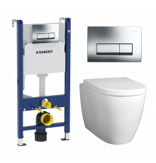 Комплект 3 в 1 инсталляция Geberit Duofix + Унитаз подвесной BelBagno Marino + кнопка хром в современном стиле