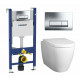 Комплект 3 в 1 инсталляция Geberit Duofix + Унитаз подвесной BelBagno Marino + кнопка хром в современном стиле
