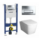 Комплект 3 в 1 инсталляция Geberit Duofix + Унитаз подвесной BelBagno Albano BB120CHR + кнопка хром в стиле hi-tech