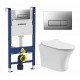Комплект 3 в 1 инсталляция Geberit Duofix UP100 + Подвесной безободковый унитаз Cerutti Spa Bernina aria CT7191 + кнопка хром матовый