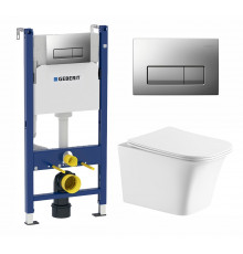 Комплект 3 в 1 инсталляция Geberit Duofix UP100 + Подвесной унитаз Cerutti Spa Arno Aria CT7839 + кнопка хром матовый в современном стиле